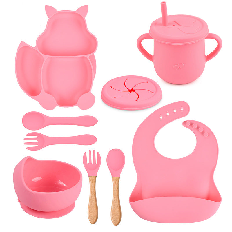 Utensilios para bebé con cuchara y estuche de viaje, utensilios de silicona  para niños pequeños (2 juegos, morado + rosa)