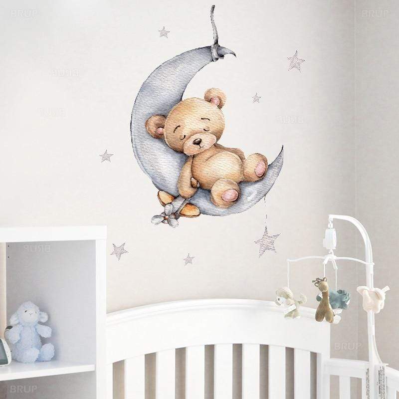 Sticker Muraux chambre enfant - Ourson & Lune